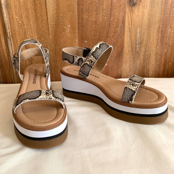 Lucky Brand Womens Tamri Leather Cushioned Platform Sandal Size 6.5 - Picture 9 of 14